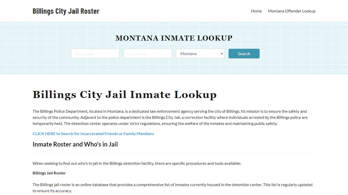 Billings Police Department & City Jail, MT Inmate Roster, Arrests, Mugshots